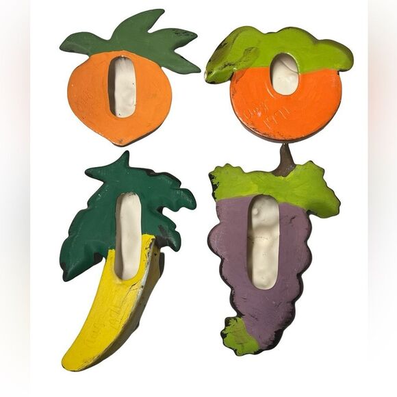 Vintage 70s Anthropomorphic Ceramic Fruit Kitchen Wall Hangings Retro Home Decor - Picture 10 of 11